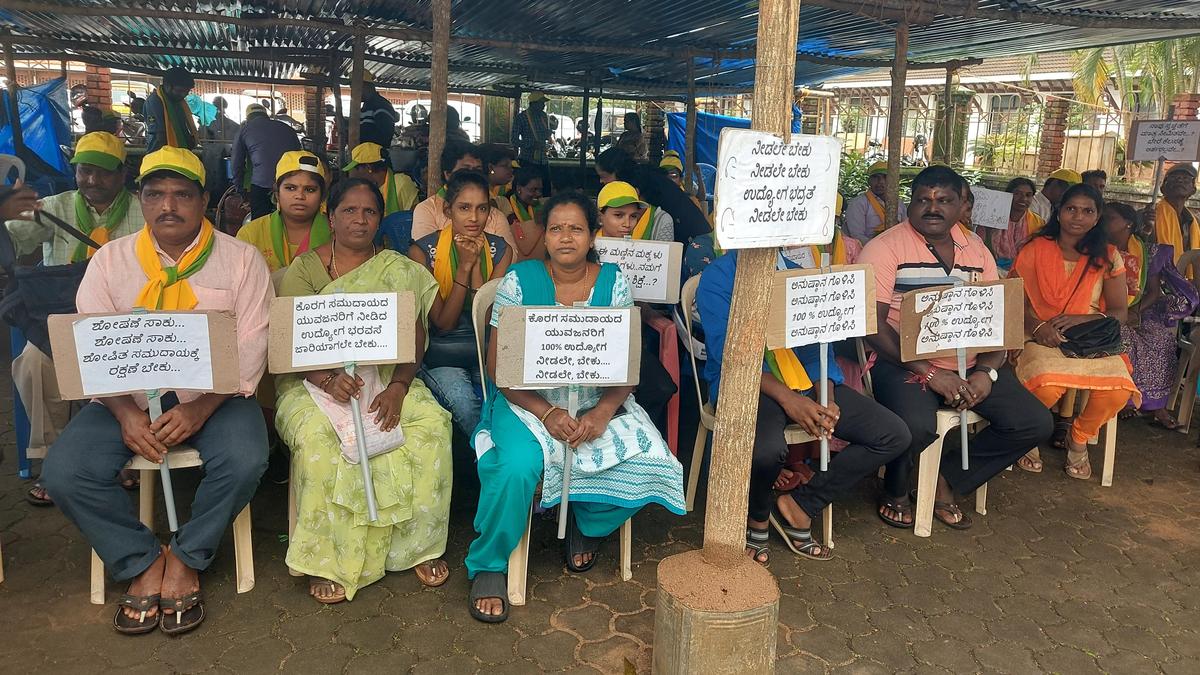 Koragas begin indefinite dharna for direct selection to government jobs, allocation of farmland