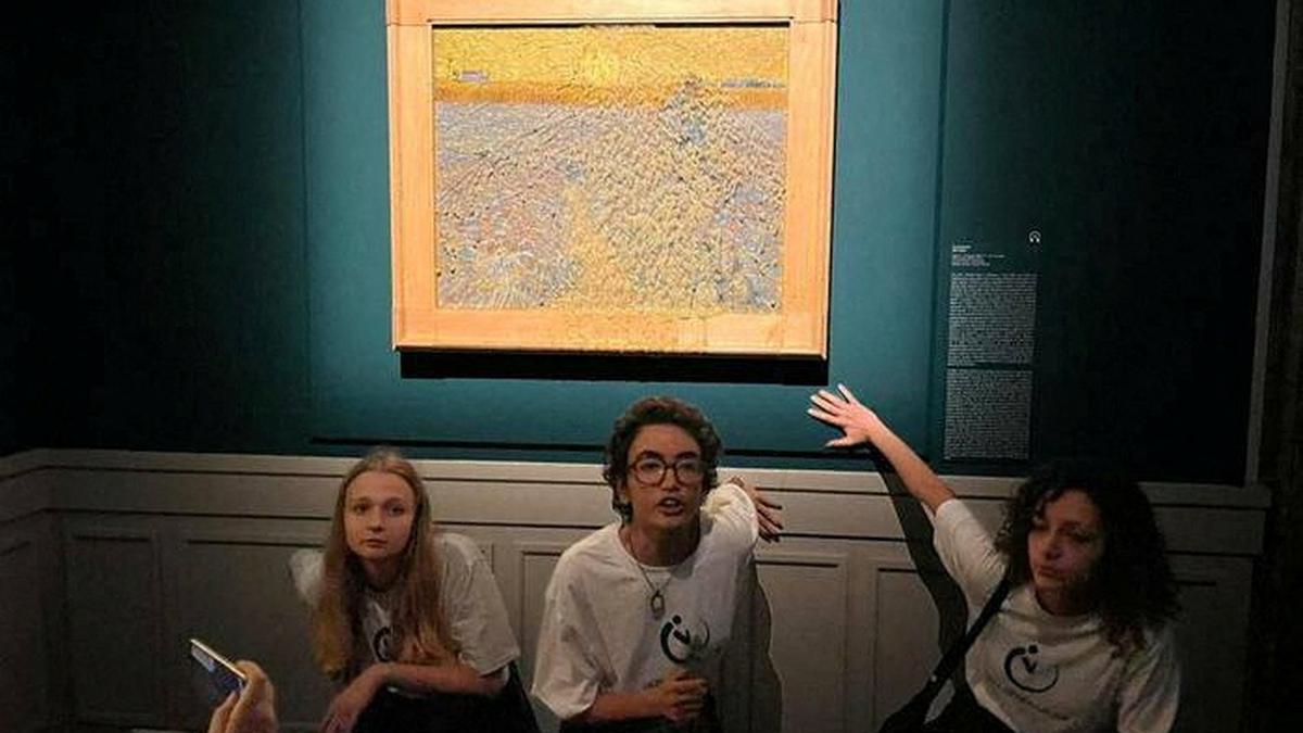 Climate protestors hurl pea soup at Van Gogh in Rome