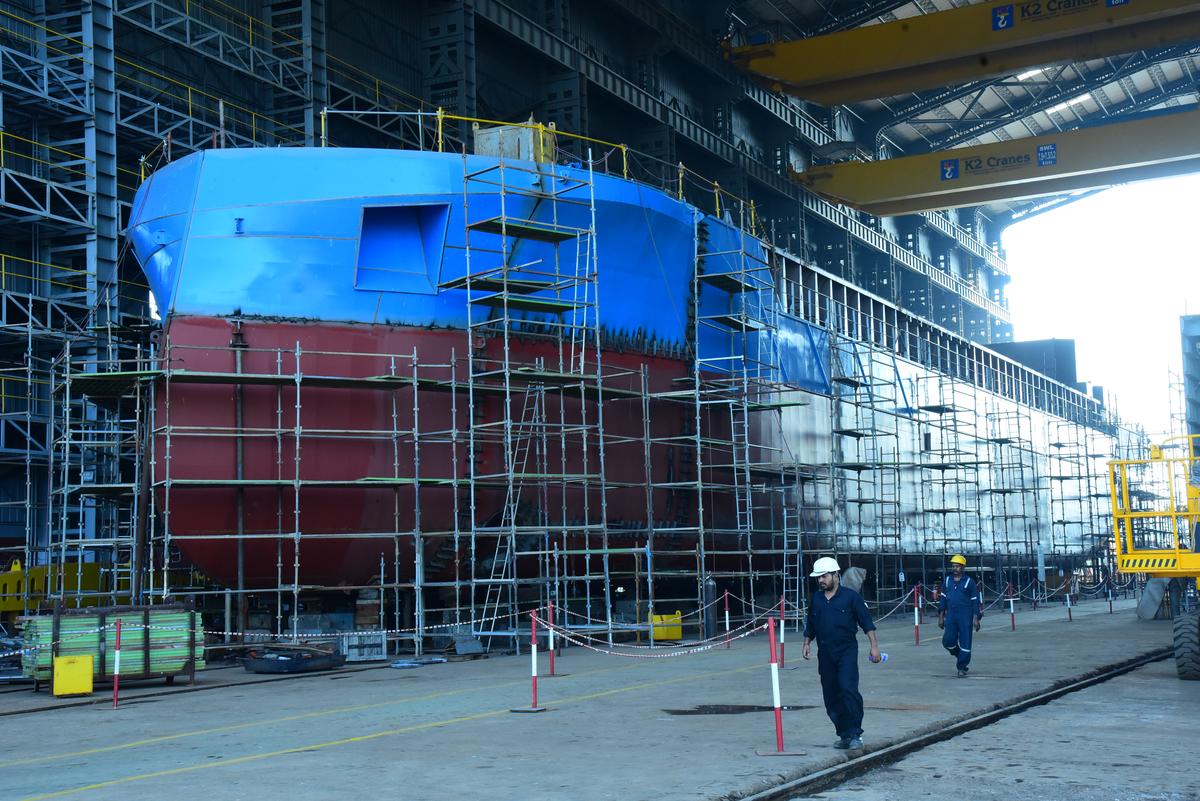 One of the six 3800 TDW short sea general cargo vessels, on orders from Wilson ASA, Norway, is under construction at Udupi Cochin Shipyard Ltd.,  at Malpe, Udupi district.   