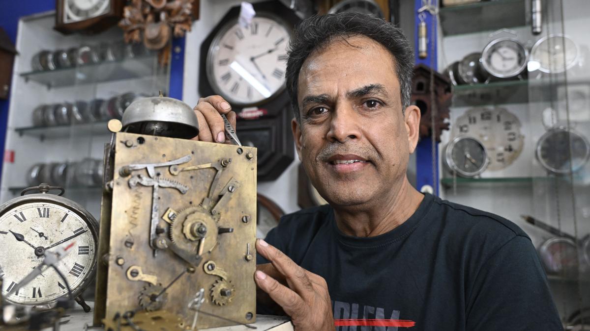 This vintage clocks collector in Coimbatore is an expert at servicing mechanical clocks