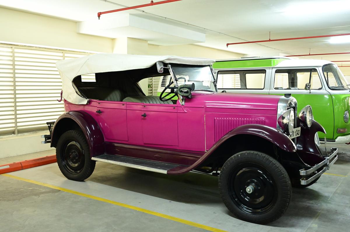 Vintage and classic car display at Hotel Turyaa in May 2024