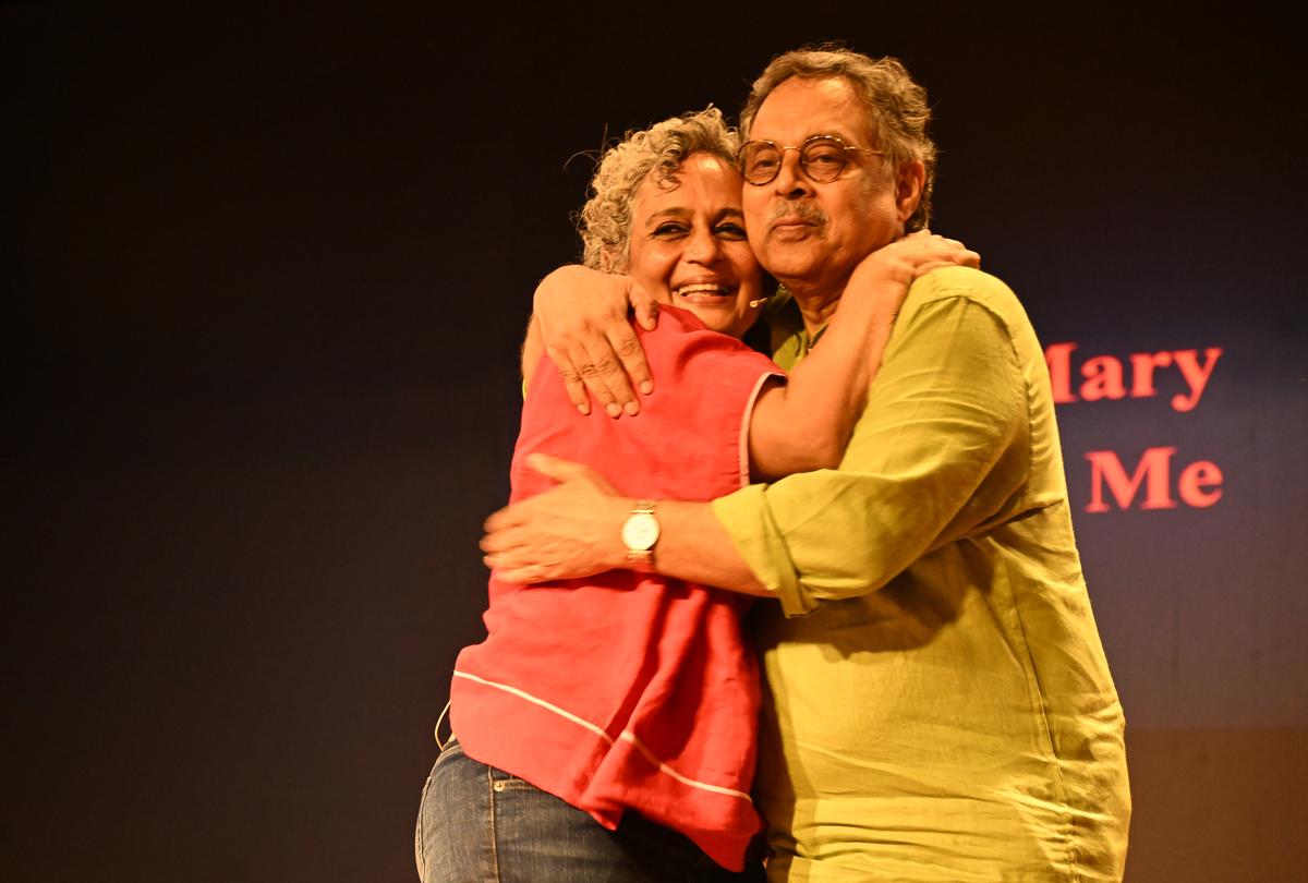 Arundhati Roy and her brother Lalit Kumar Christopher Roy (LKC) at the book launch in Kochi.