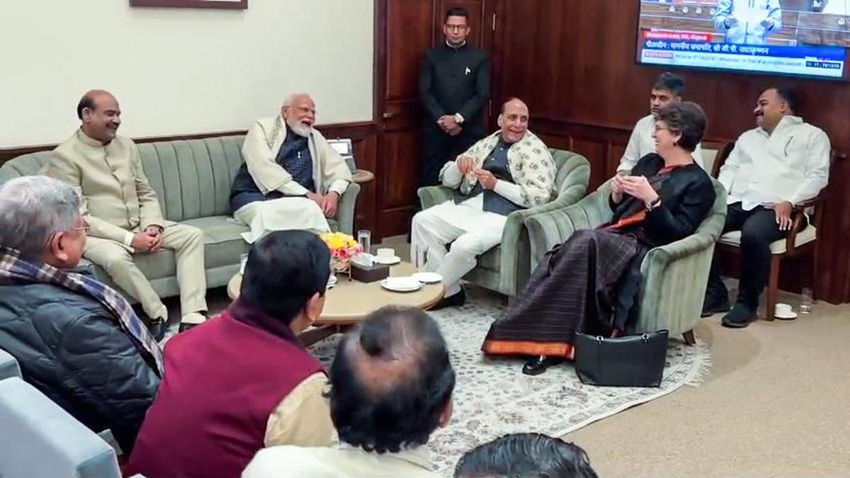 PM Modi, Priyanka Gandhi share light moment at Speaker’s tea