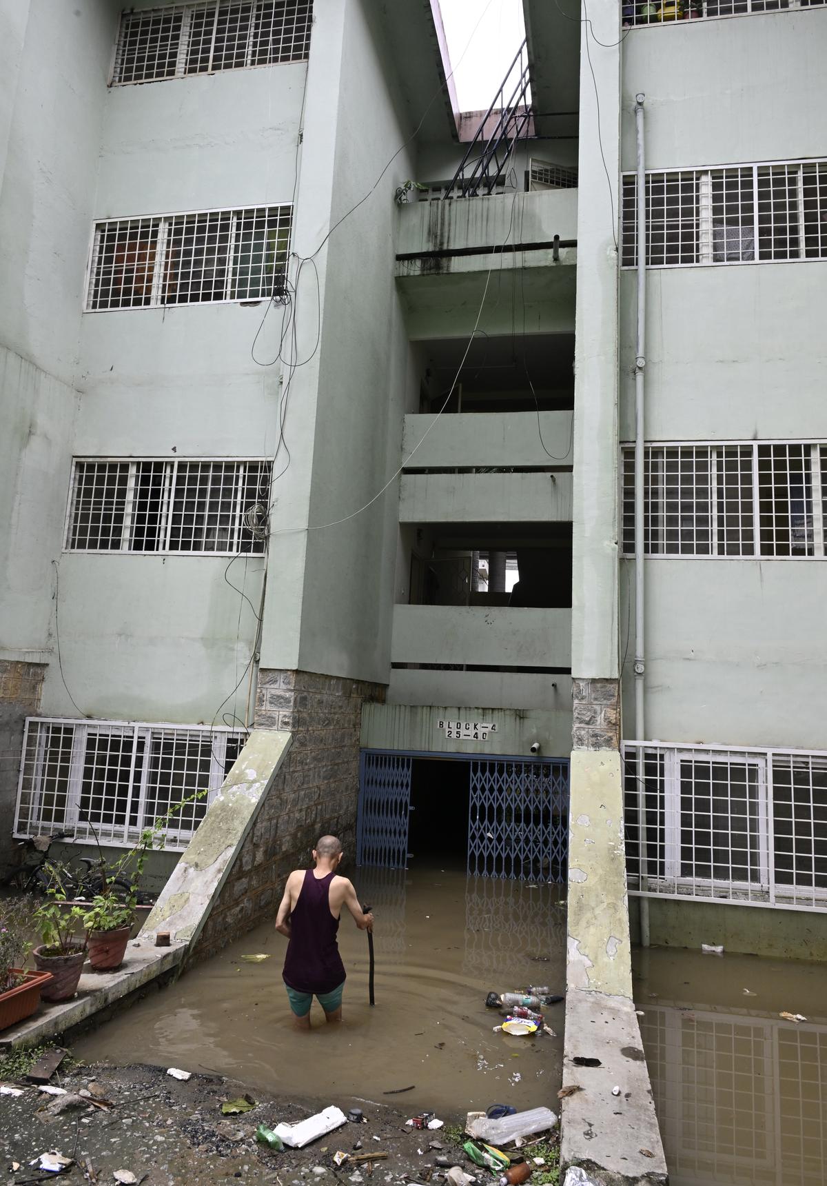 Water supply in the basement of the BTM-layout silk panel dormitory after rains in Bangalore on Tuesday. Water supply in the basement of the BTM-layout silk panel dormitory after rains in Bangalore on Tuesday.