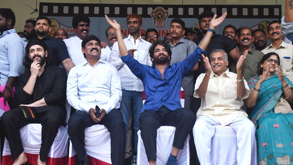 Actors Nagarjuna and Akhil inaugurate renovated amphiheatre at Andhra University in Visakhapatnam