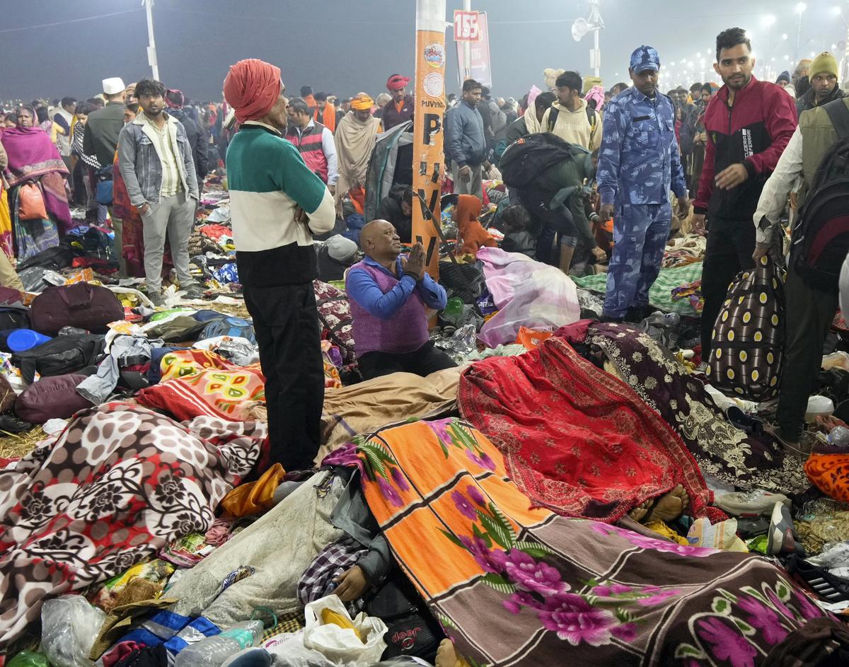 Stranded family members of devotees injured in the stampede. Stranded family members of devotees injured in the stampede.