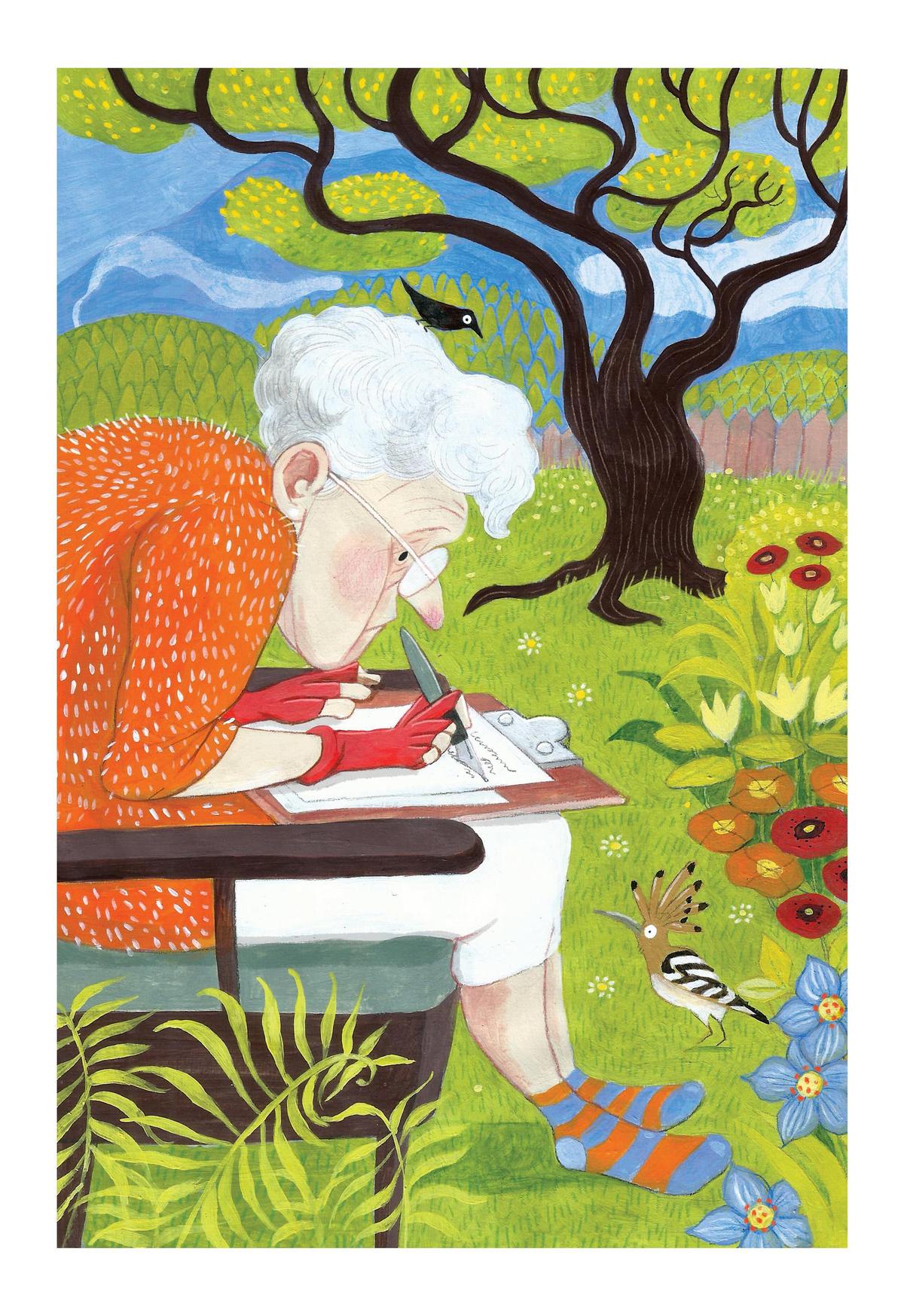 Upupa sul prato scritto da Ruskin Bond, illustrato da Priya Kuriyan
