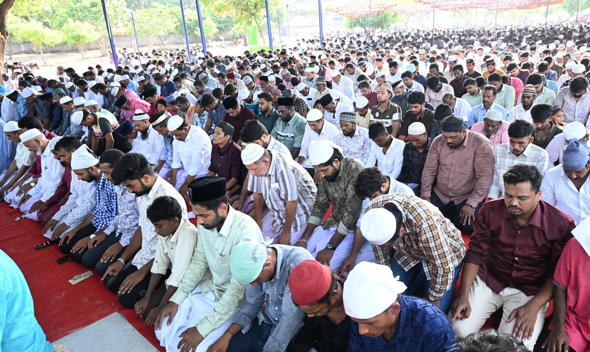 Muslims offer prayer on the occasion of Bakrid in Ramanathapuram on Saturday. 