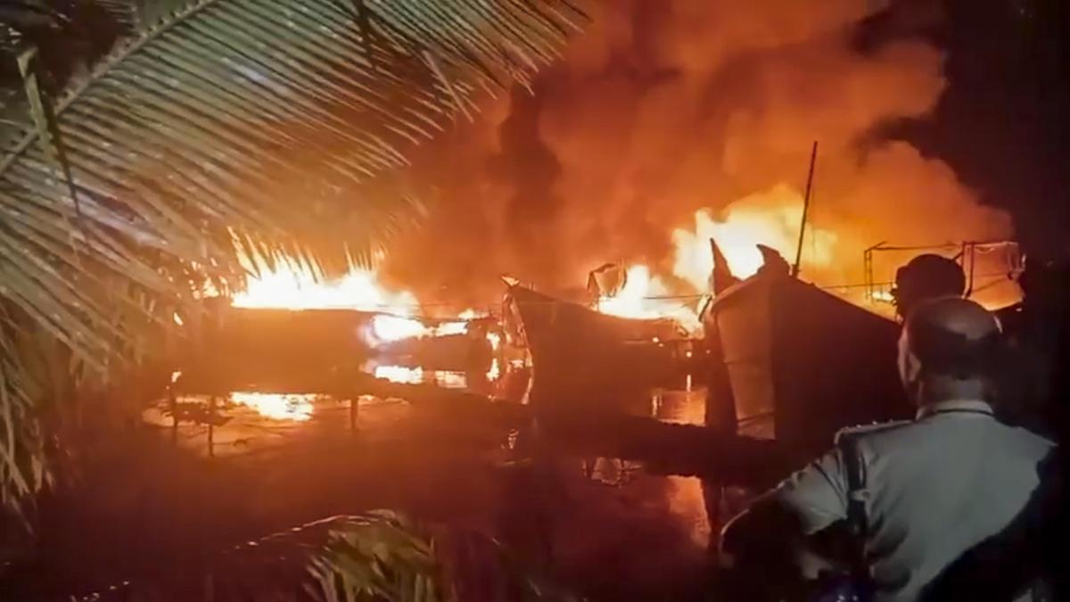Ten fishing boats gutted in massive fire in Kollam