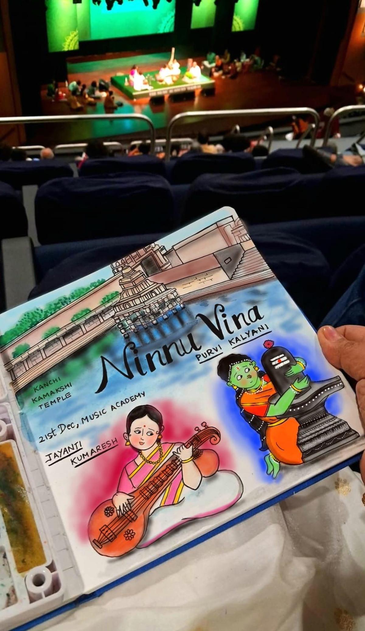 The painting of Parvathy during a veena concert held at the Music Academy.