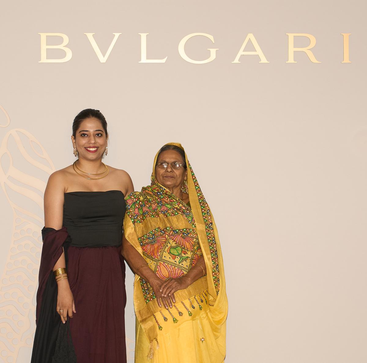 Madhubani artist Baua Devi (right)