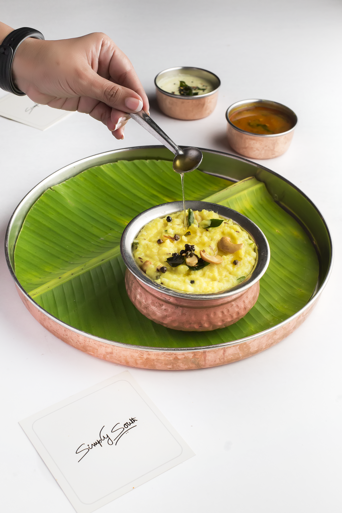 Breakfast menu at Simply South includes pongal