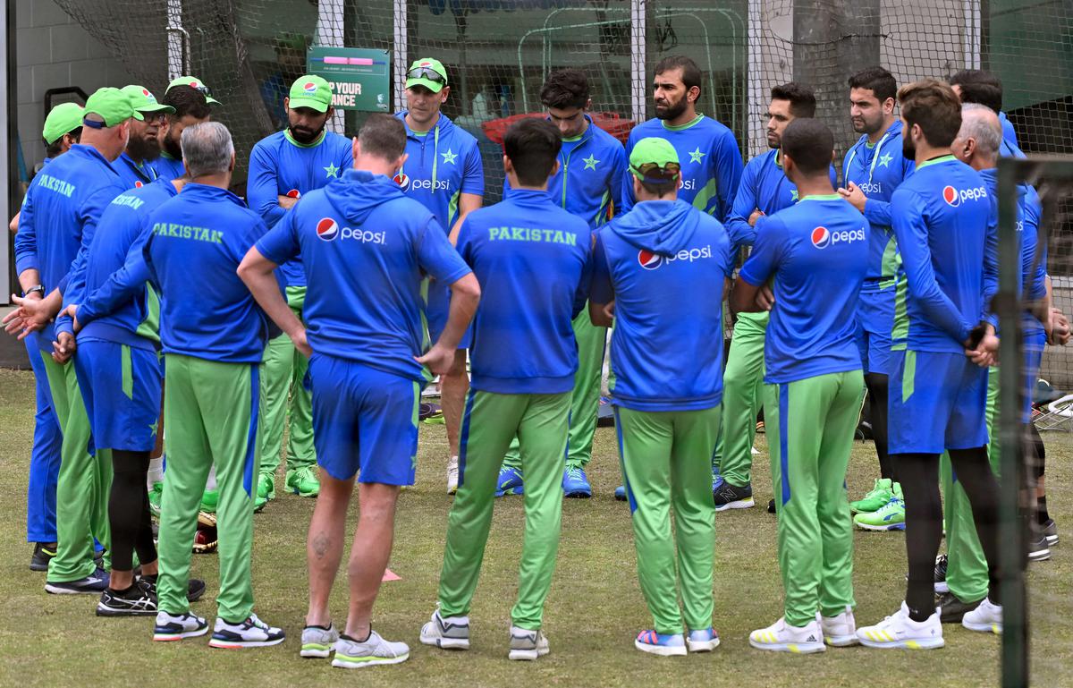 Team huddle: Pakistan players are briefed on the roles they have to play.