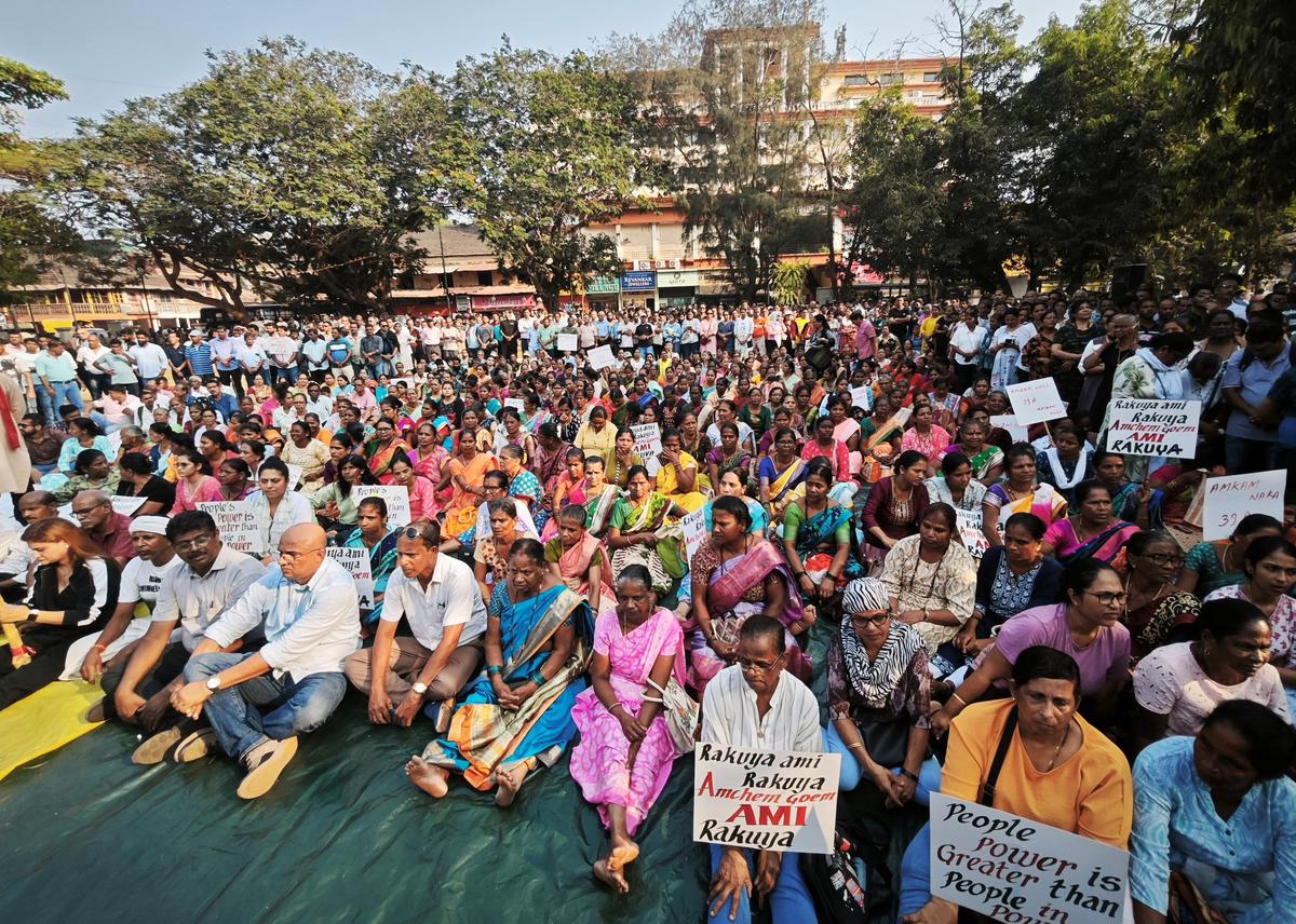 Goa’s residents stage a protest against land laws, at Azad Maidan in the capital city, Panaji, for a week in February.