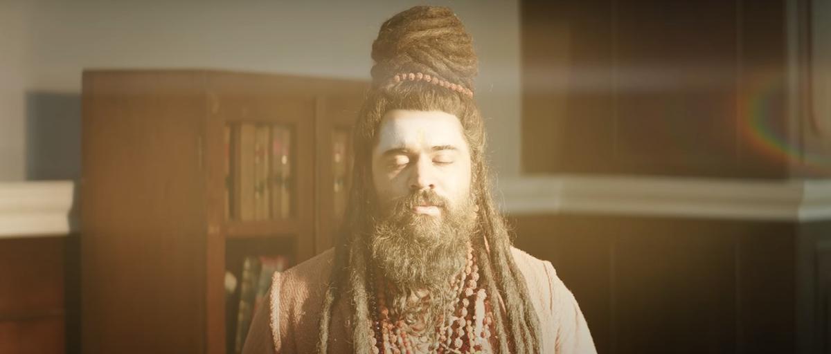 A screenshot of Nivin Pauly, as a saint, from the trailer of Abrid Shine’s ‘Mahaveeryar’