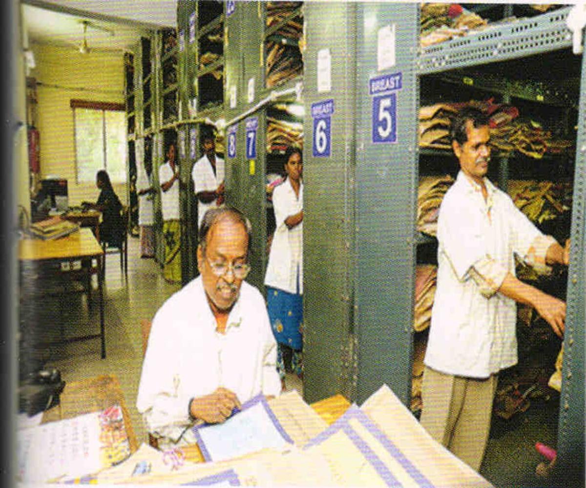 A view of the registry at the Cancer Institute, Adyar in its initial days