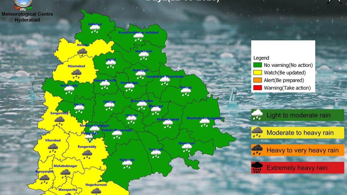 Heavy rainfall warning in 10 Telangana districts on September 22