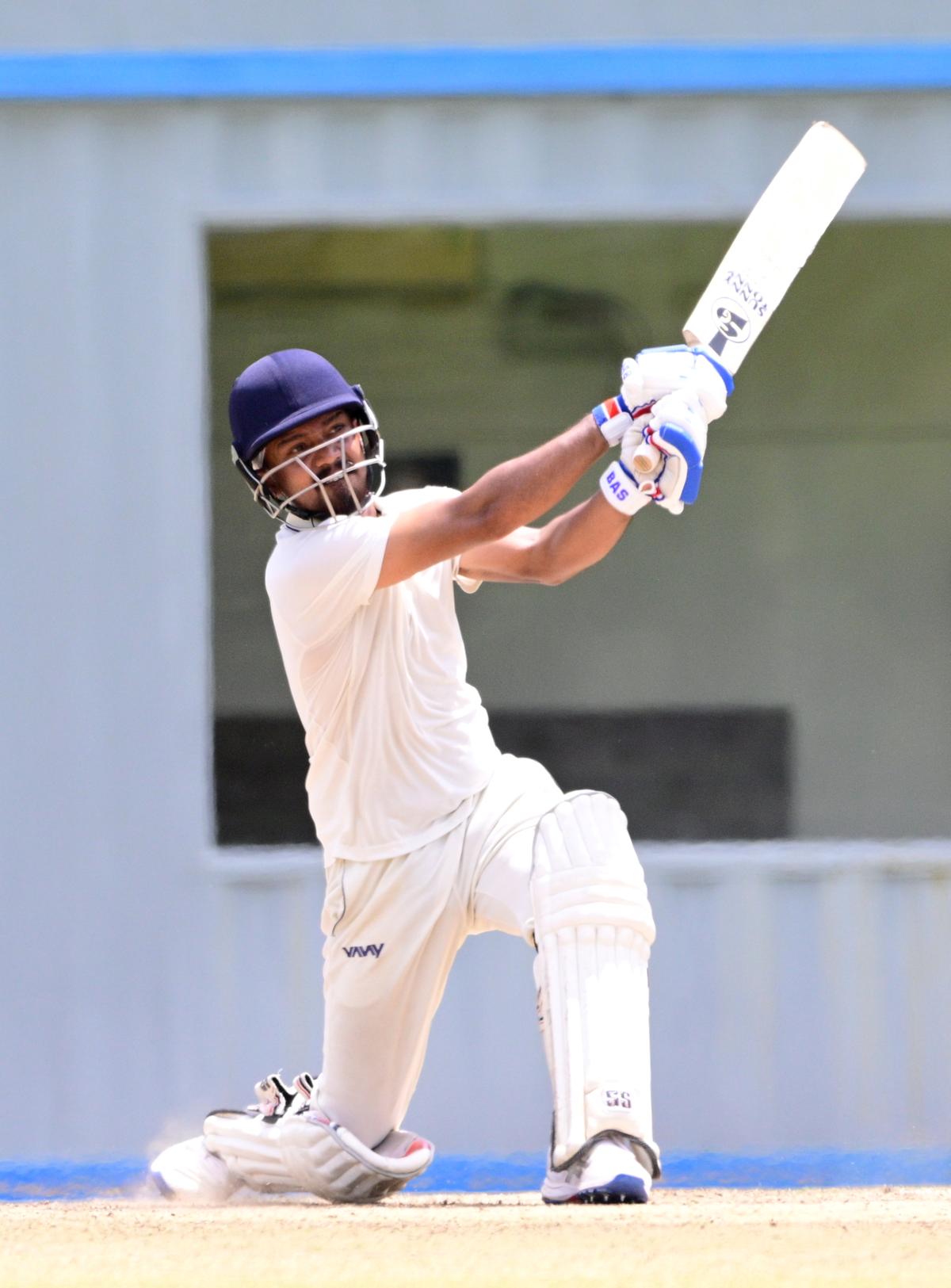 Amandeep Khare in action against TNCA XI in the Buchi Babu cricket tournament at Natham in Dindigul district, Tamil Nadu, on Thursday, 05 September 2024. 