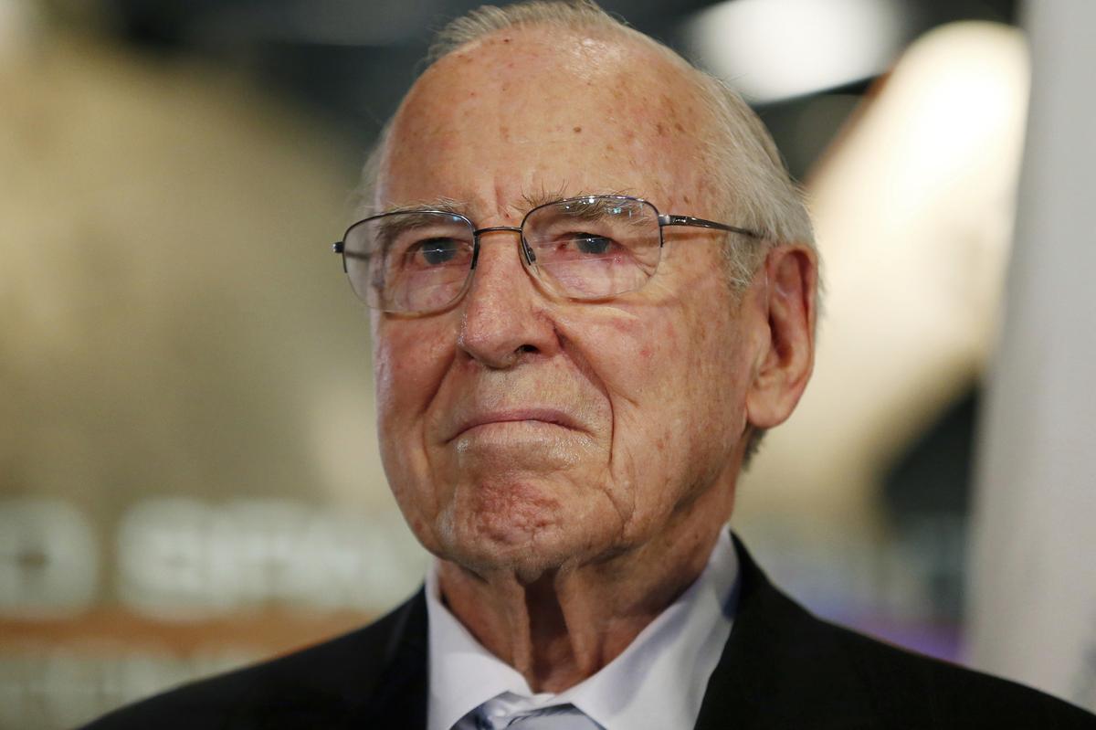 File picture of Captain James A. Lovell, Jr., attends the 45th Anniversary of Apollo 8 “Christmas Eve Broadcast to Earth” event at the Museum of Science and Industry in Chicago, in 2013. 
