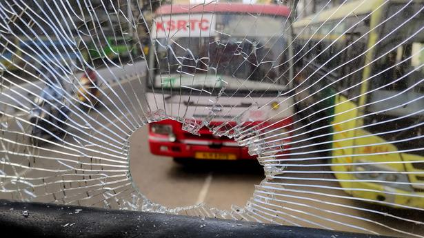 Two KSRTC buses were broken in stone pelting incidents in Kochi