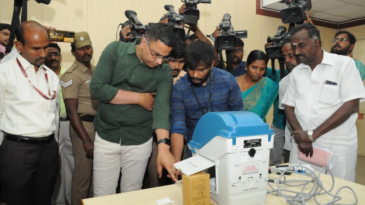 Insertion of party symbols, fixing of ballot sheets on EVMs begin in Erode