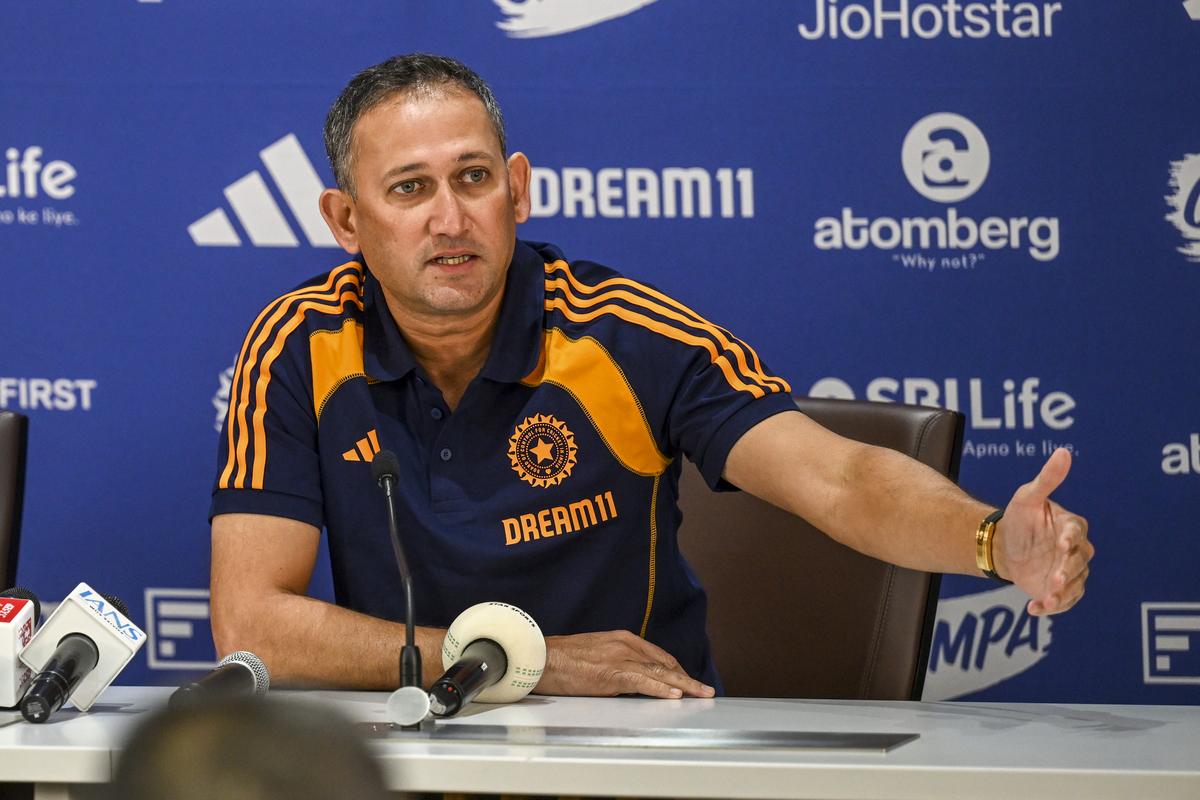 Chief Selector Ajit Agarkar during the press conference to announce the team for Asia Cup 2025 at the BCCI Headquarters in Mumbai on August 19, 2025