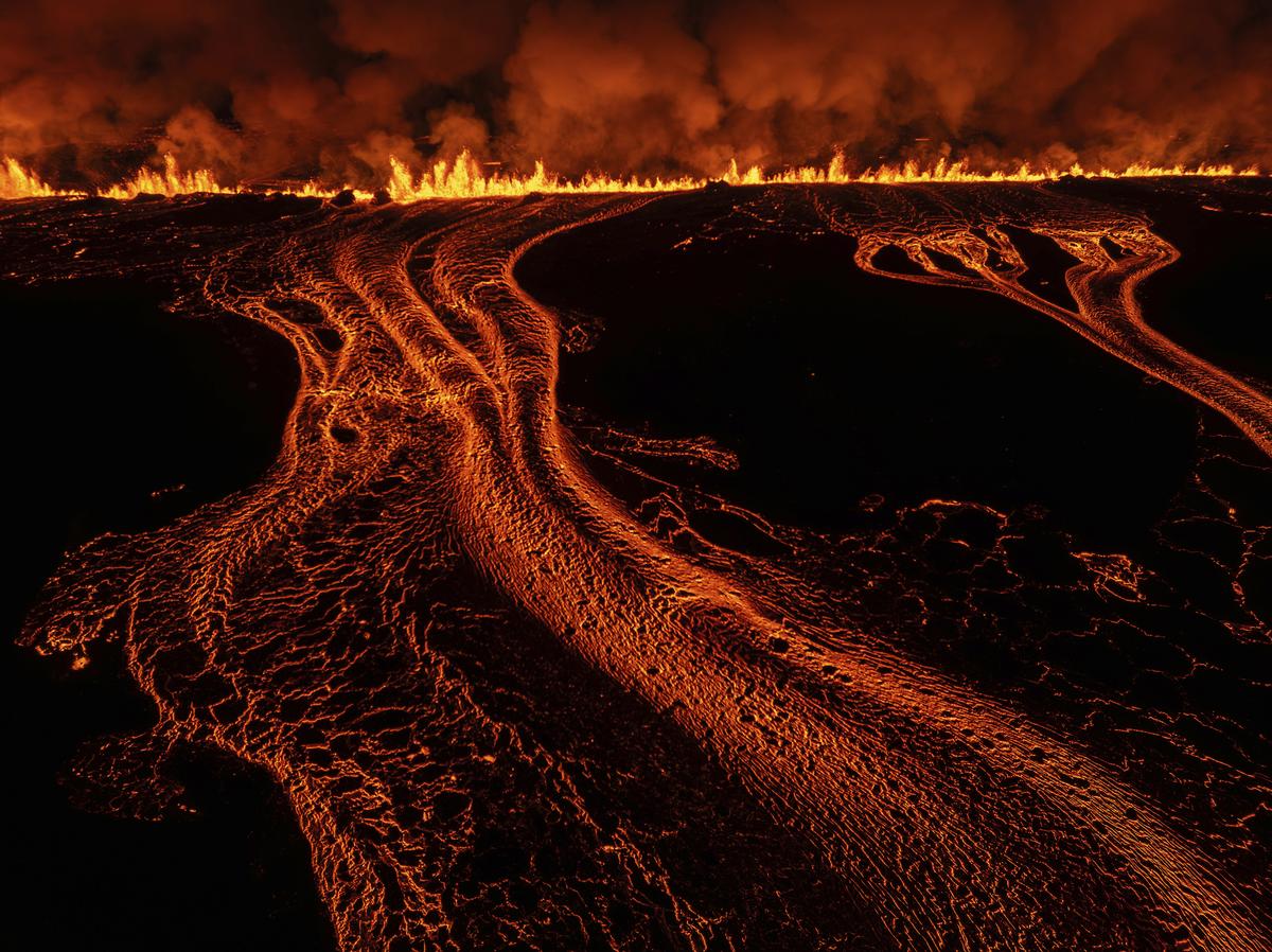 A view of the latest volcanic eruption on the Reykjanes Peninsula in Iceland, on November 20, 2024. 