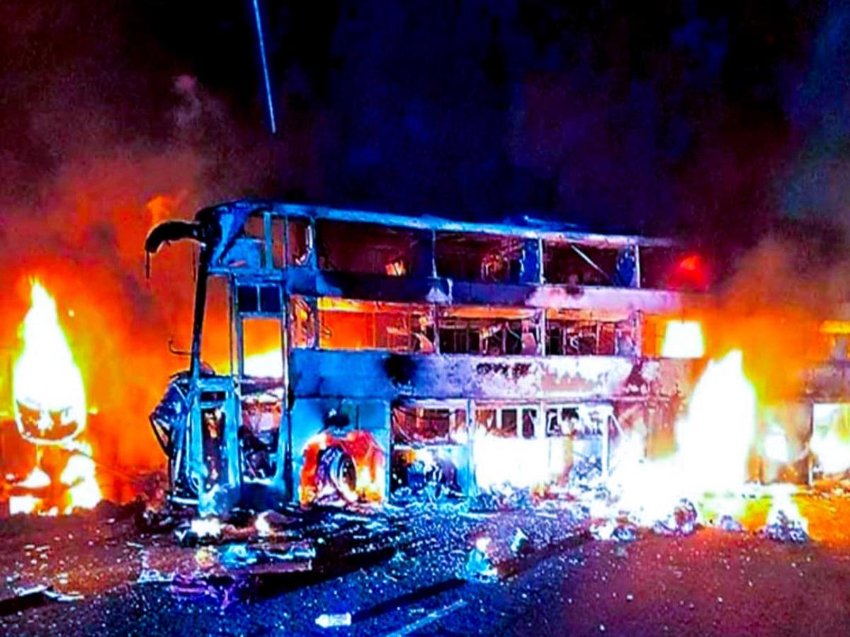 Watch: Three charred to death in bus accident in Andhra Pradesh