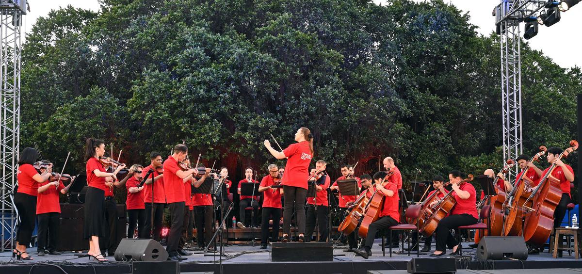 Musicians of the Symphony Orchestra of India perform at NCPA@ thePark Event at Embrossia Garden, in February this year