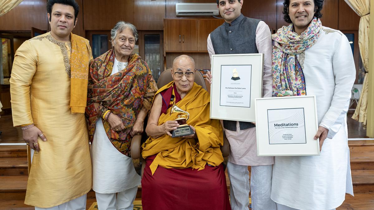 Dalai Lama presented Grammy Award at Dharamsala residence