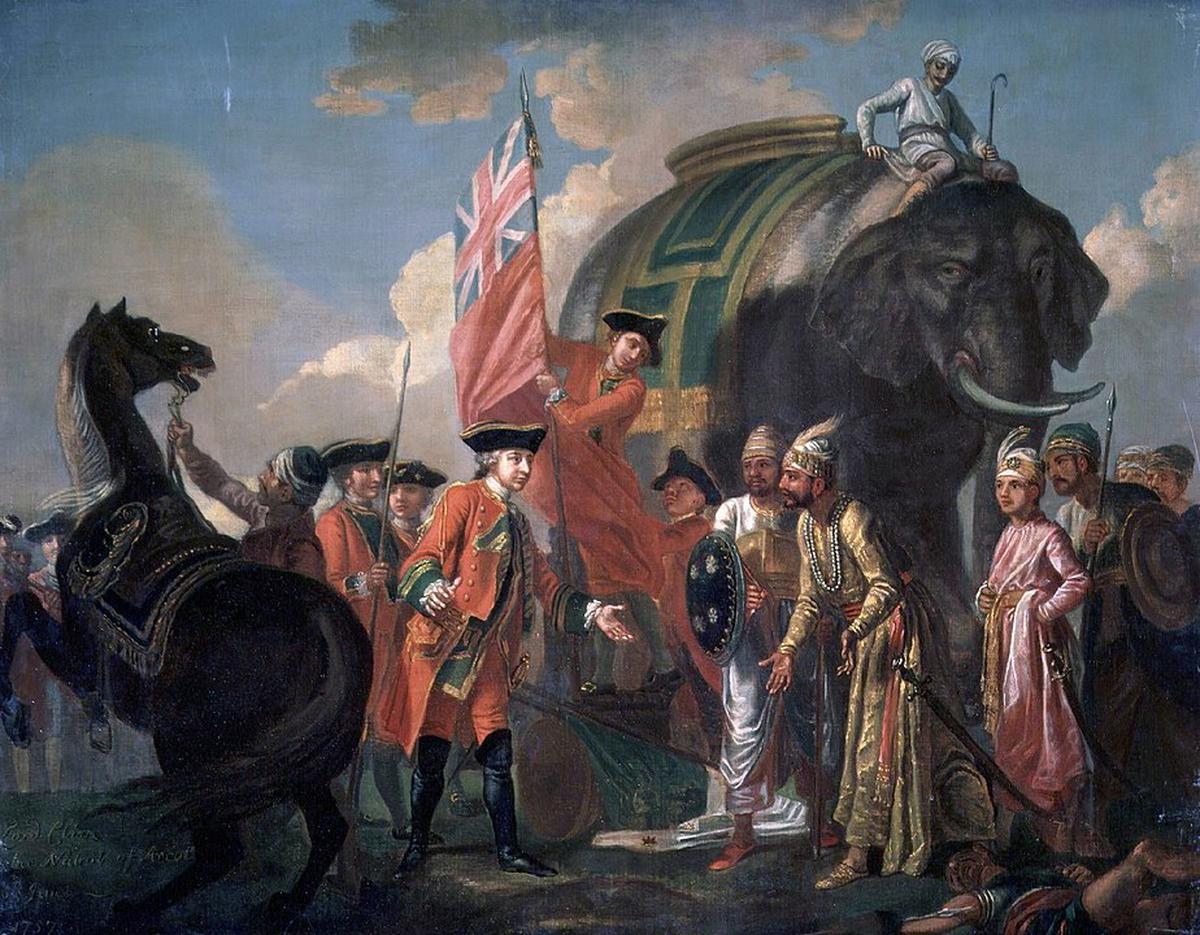 The Battle of Plassey helped the East India Company take control of Bengal and subsequently other parts of the Indian subcontinent. A painting by Francis Hayman, 1762.