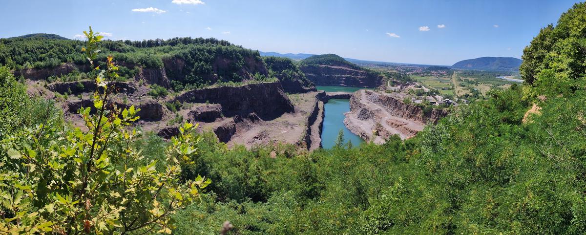 A panoramic view of the Korolevo quarry in western Ukraine, surrounded by archaeological sites is pictured in Korolevo, Ukraine, August 12, 2021. Korolevo stone artefacts dating to about 1.4 million years ago are considered the earliest-known evidence of human presence in Europe. 
