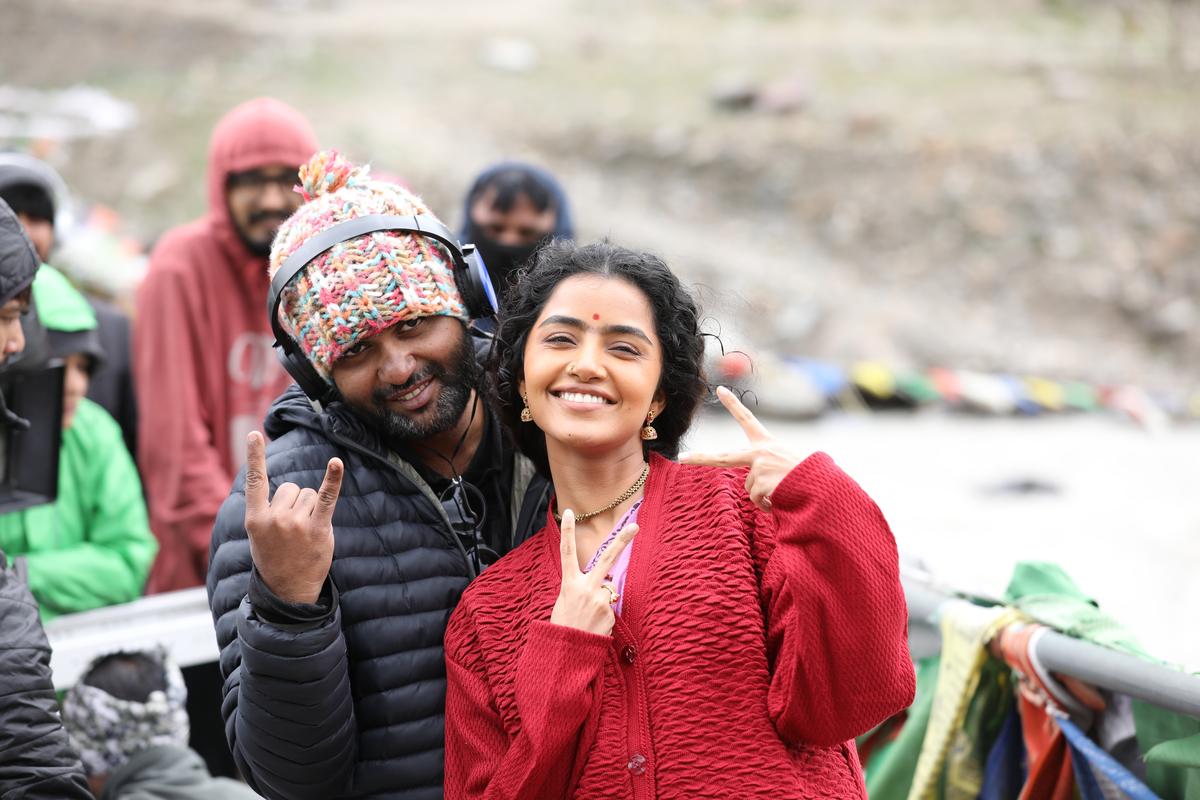 Praveen Kandrigula and Anupama on the set 