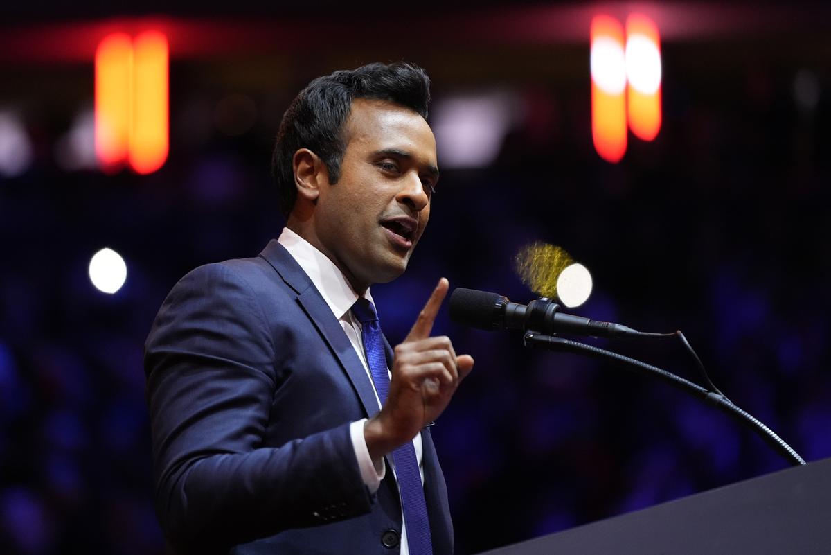 Vivek Ramaswamy speaks before Republican former President Donald Trump at a campaign rally at Madison Square Garden. File