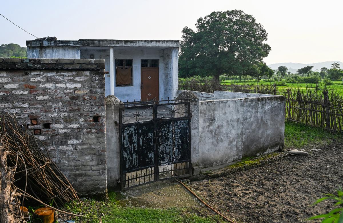 A view of a bullet mark in Kathua’s Saida village, where an encounter took place on June 11.   