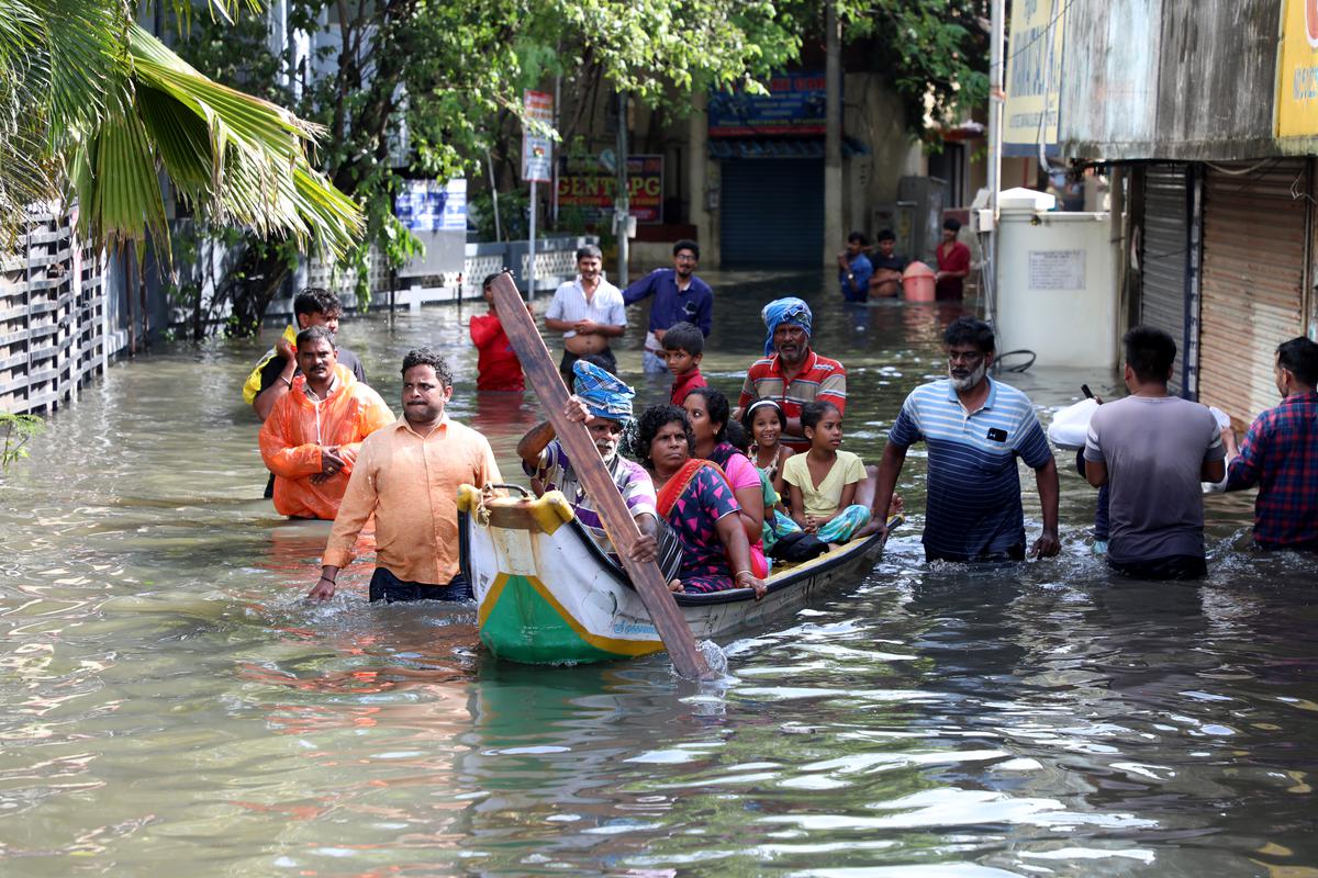  Fishermen rescuing people at Velachery in Chennai 