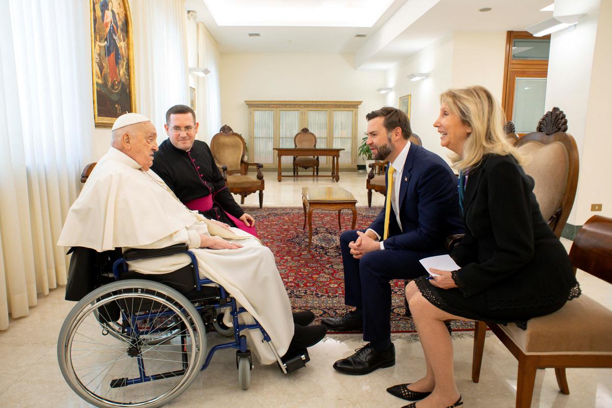 Pope Francis meets with U.S. Vice President J.D. Vance on Easter Sunday at the Vatican on April 20, 2025.