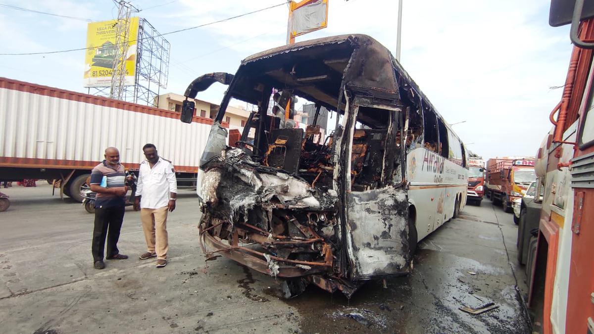 Bus collides with lorry in Chennai, goes up in flames, all 22 passengers manage to escape