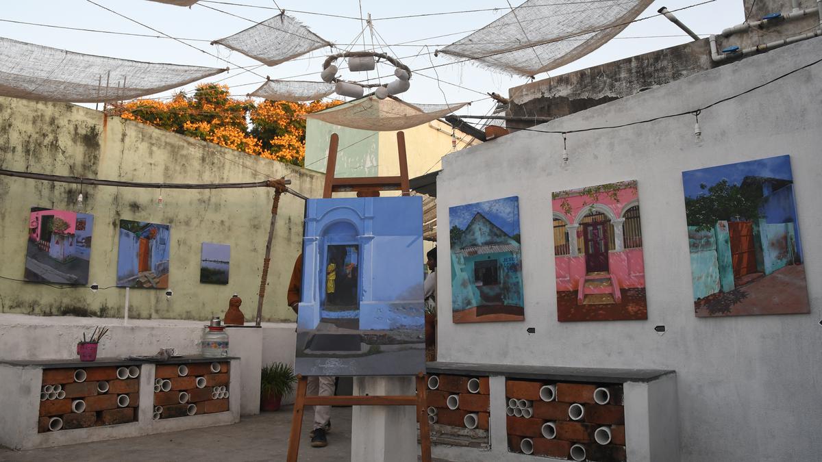 Artist Koilpitchai Prabakar presents the third exhibition on the terrace of his Chennai home