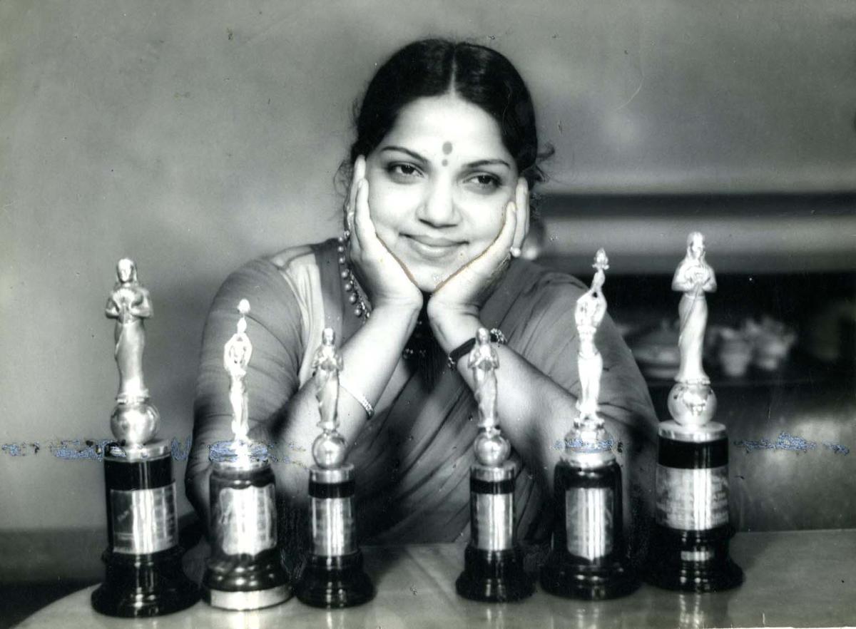 P. Bhanumathi with the awards she won. P. Bhanumathi with the awards she won.