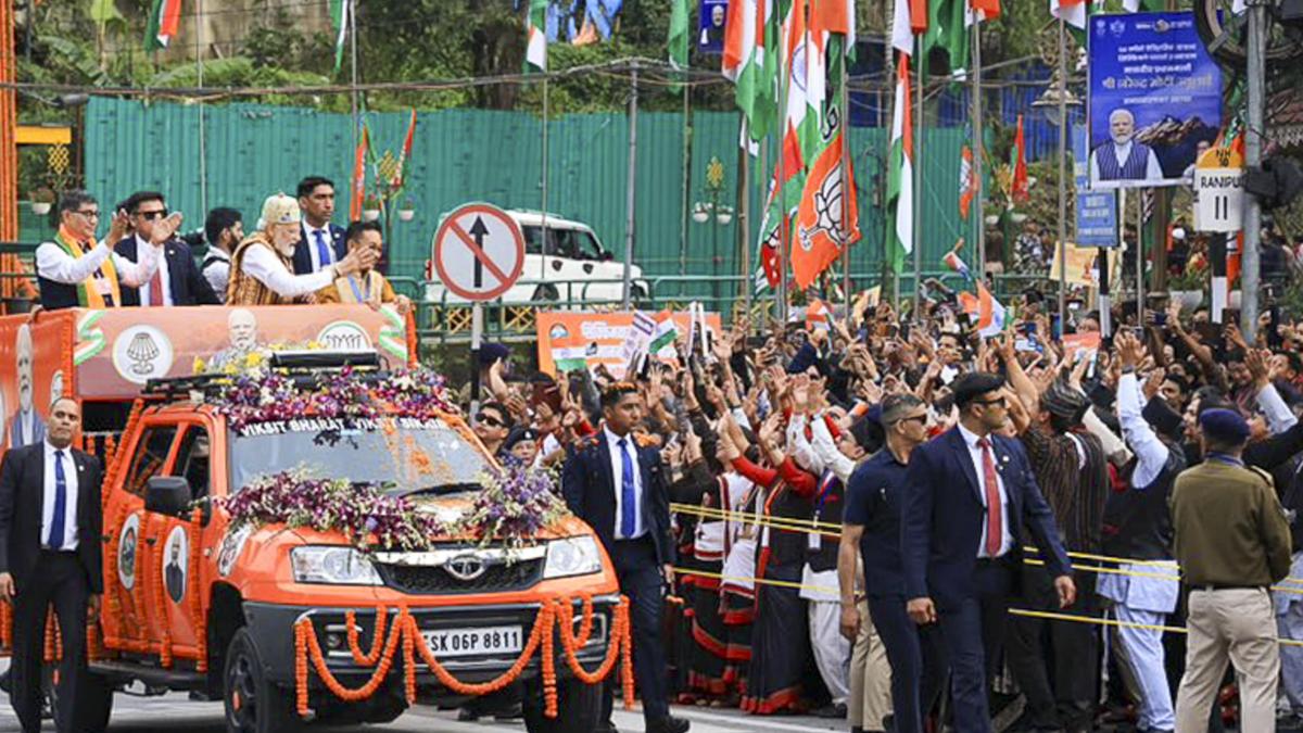 PM Modi leads mega roadshow in Sikkim