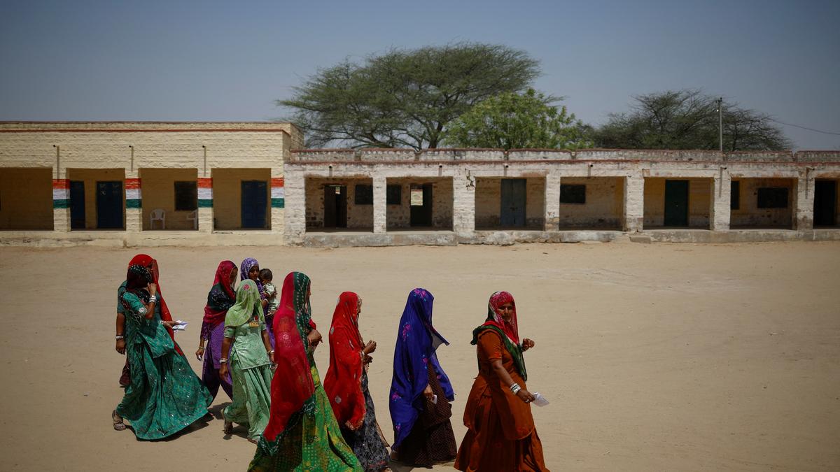 Repolling under way at polling station in Rajasthan's Barmer