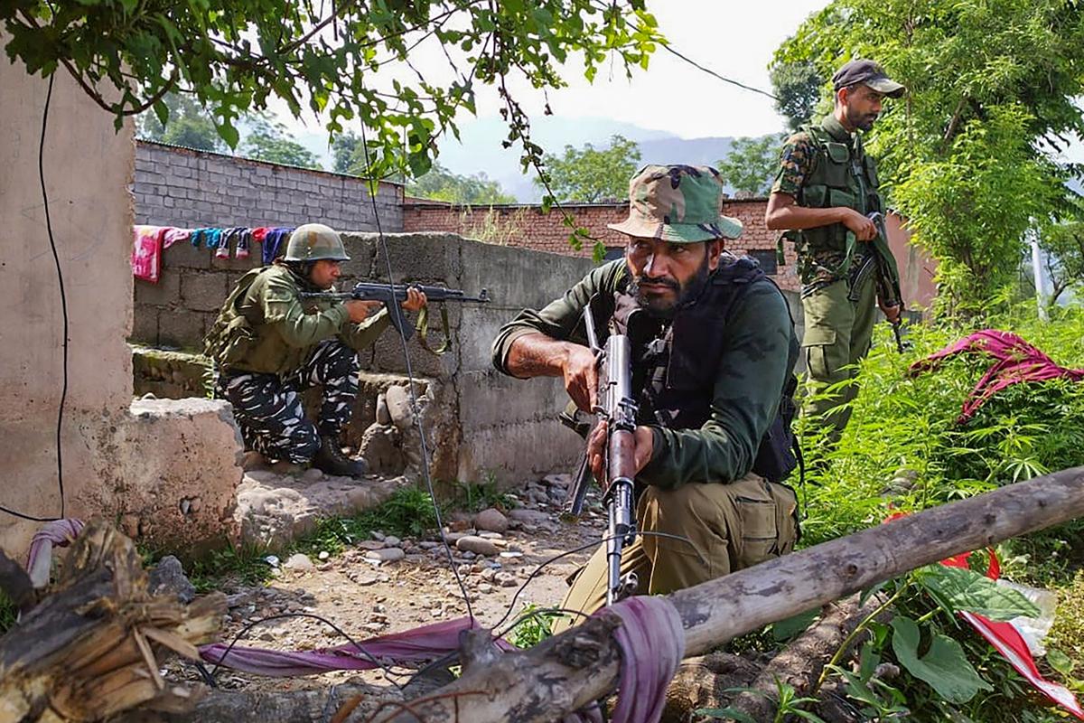 Security personnel conduct a cordon and search operation, in Poonch district. Security personnel conduct a cordon and search operation, in Poonch district.