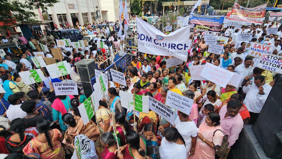 Protest march taken out in Hubballi against violence in Manipur, Haryana