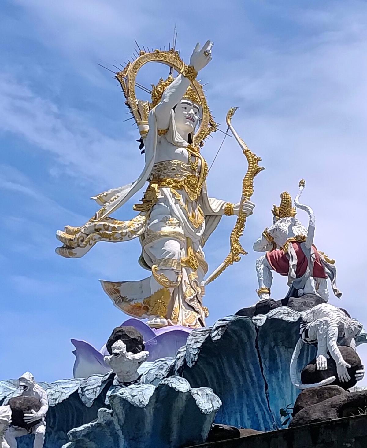 Sculpture of Rama at a road crossing in Bali.