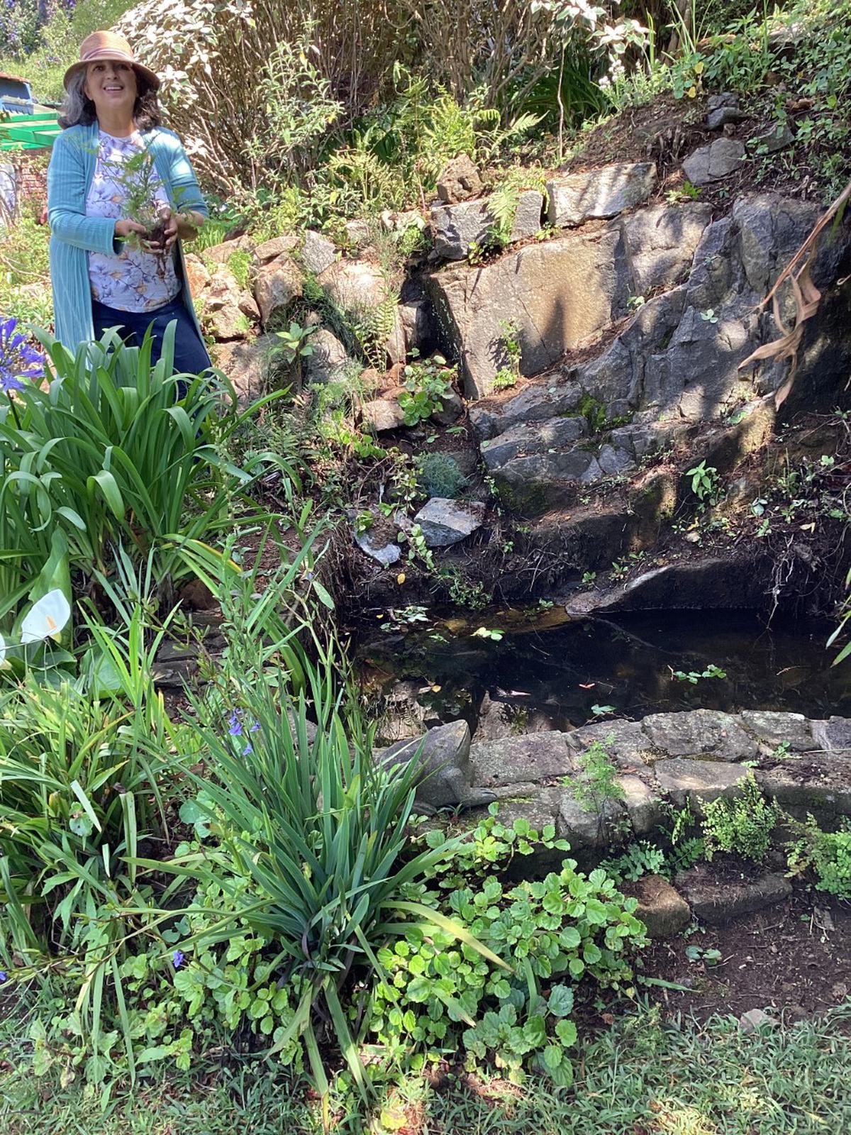 Lathika George in her garden.