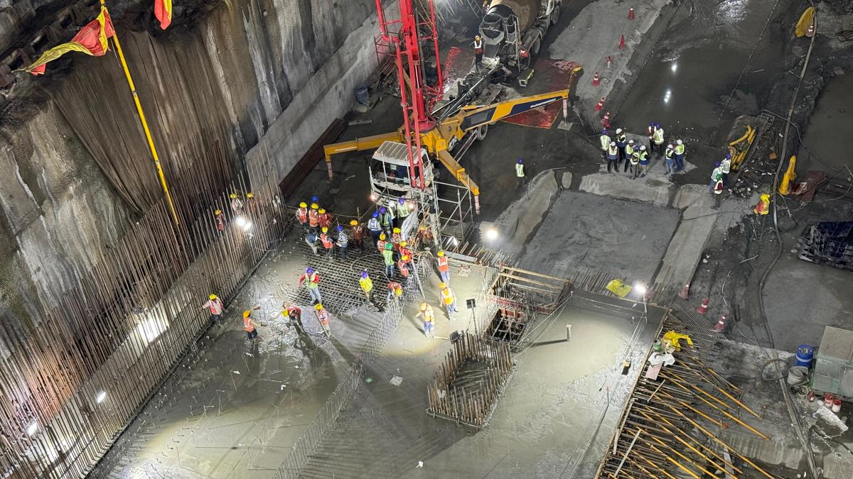 First concrete slab of Mumbai bullet train station cast