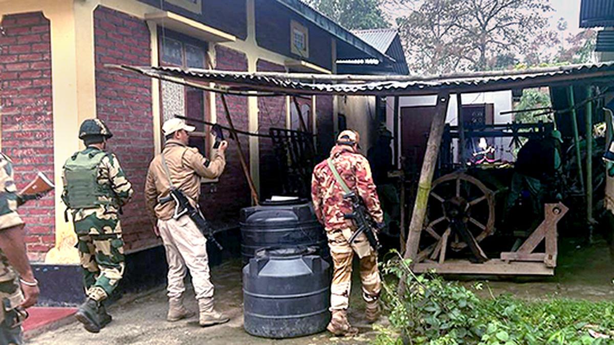 Senior police officers in Jiribam as search continues for six missing persons in Manipur