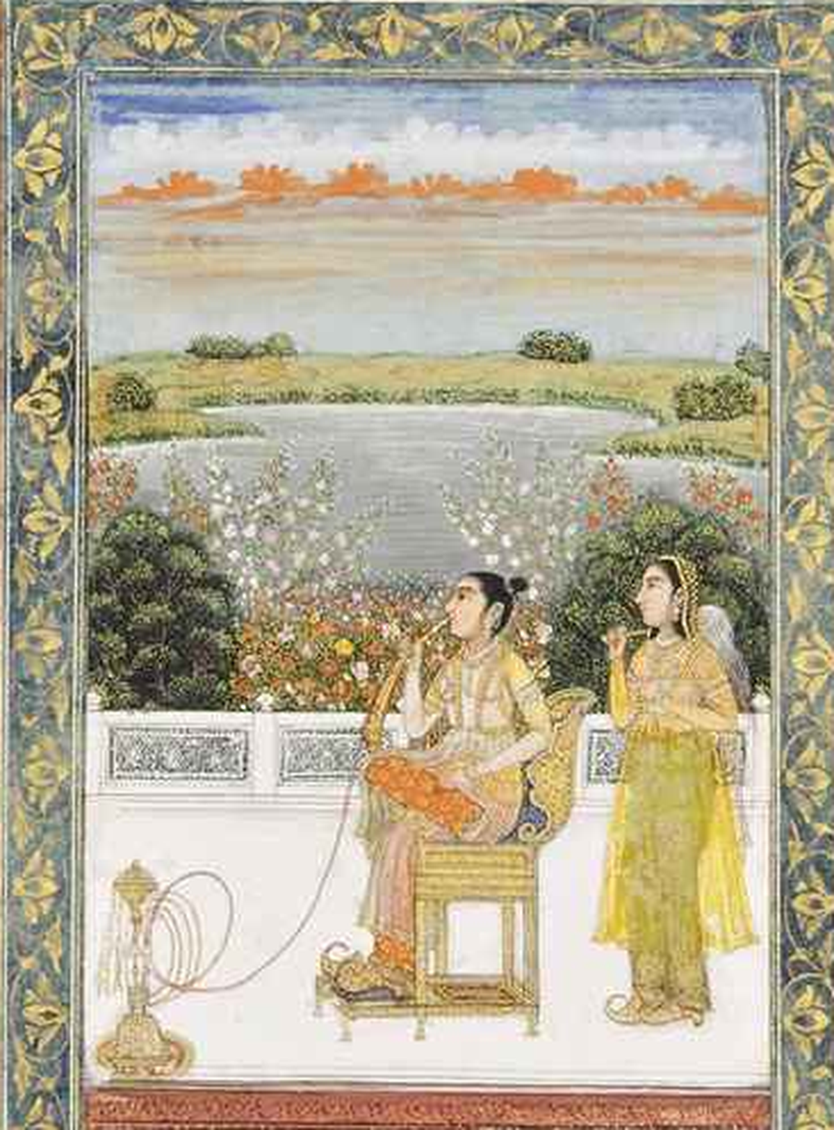 A 19th century portrait of Gulbadan Begum (seated), daughter of Emperor Babur, and author of the ‘Humayunnama’.