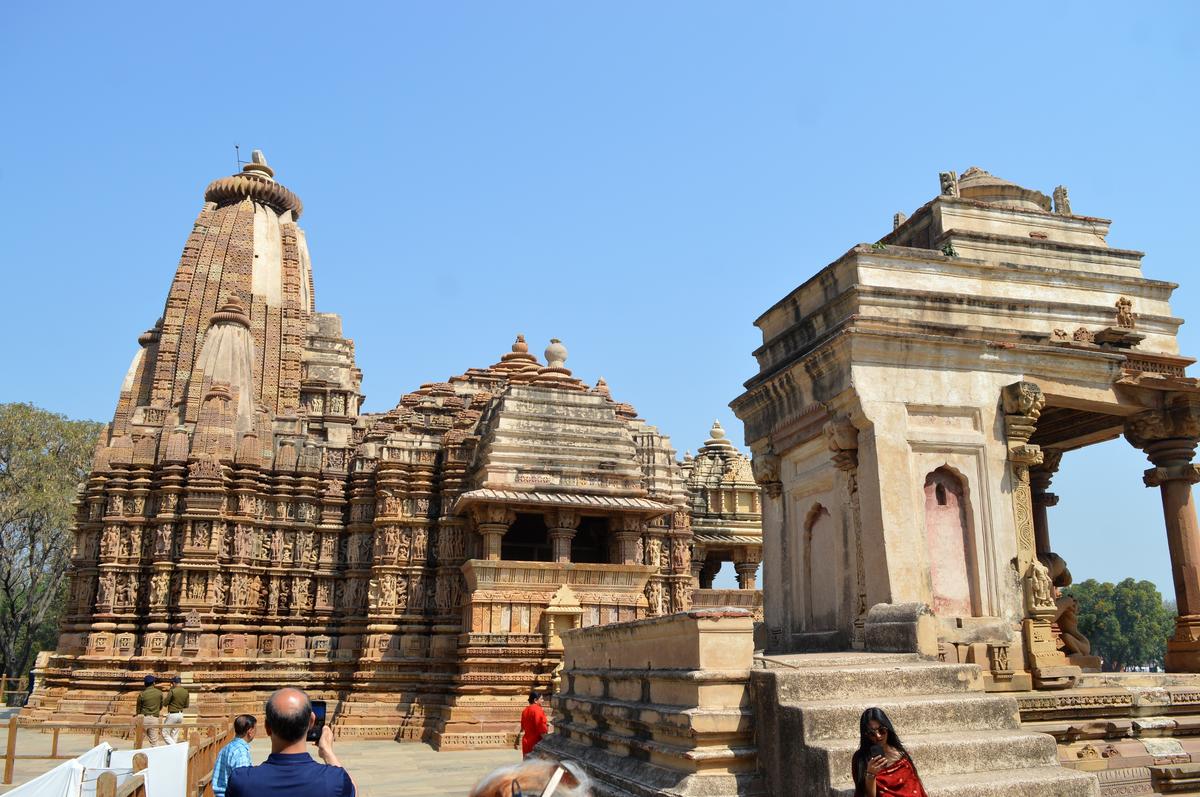 A scene of the Khajuraho temples in Madhya Pradesh. 